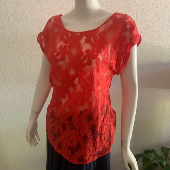 Daniel Rain Red Lace Top - Picture 2 of 9